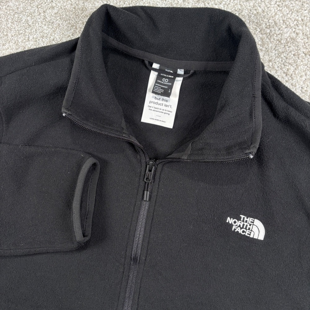 The North Face Fleece Jacket Mens L Black Polartec Full Zip Circular Design